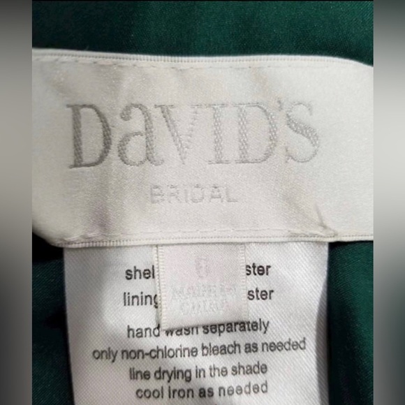 David’s Bridal crepe-back satin one-shoulder bridesmaid dress Juniper size 6 - Picture 3 of 5